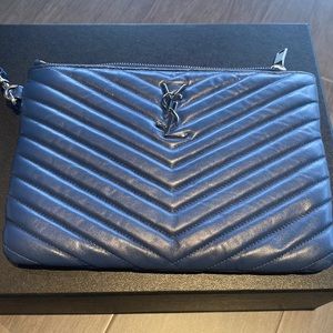 Saint Laurent YSL monogram wristlet, quilted pouch wallet